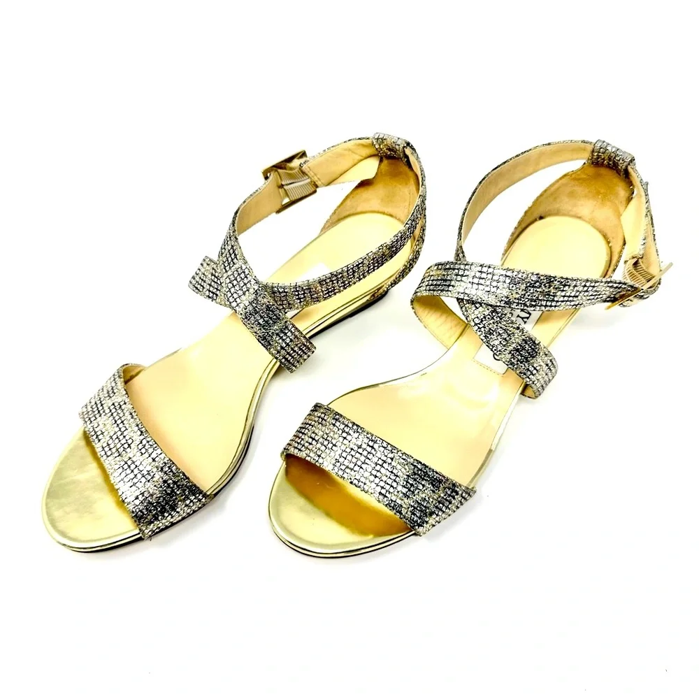 Jimmy Choo Elegant Silver Strappy Women's Open Toe Heels - Sandals Size 38